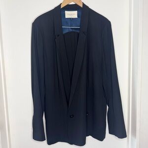 Halston Heritage Vintage Black Wool Blend Long Blazer Jacket Women’s X Large EUC